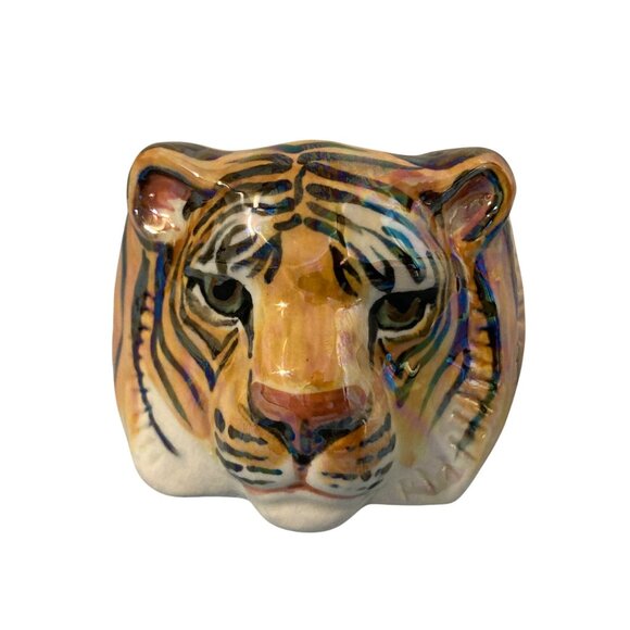 Karen Kelleher Signed KM One Of A Kind Ceramic Tiger Cuff Bracelet Luster Finish - Picture 1 of 10